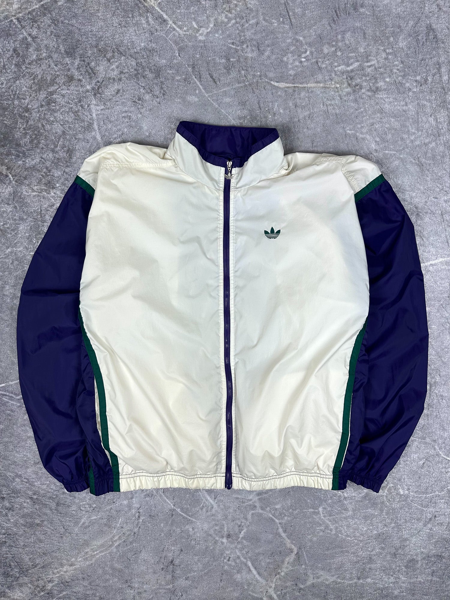 Vintage 90s Adidas Trefoil Embroidered Colour Block Windbreaker Jacket (L)