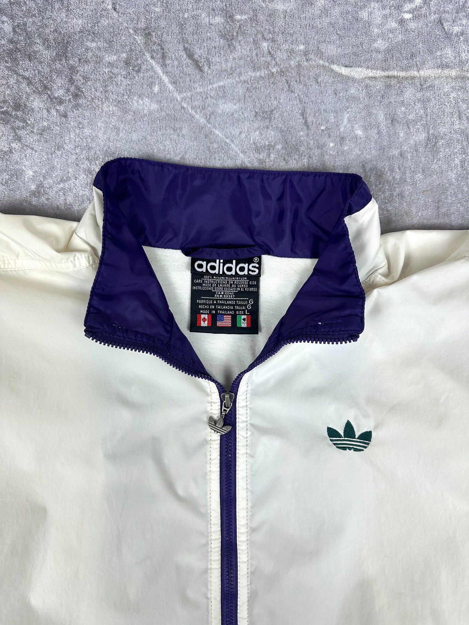 Vintage 90s Adidas Trefoil Embroidered Colour Block Windbreaker Jacket (L)