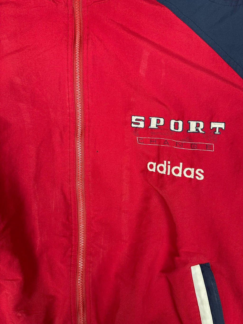 Vintage 90s Adidas Sport Exchange Embroidered Spellout Windbreaker Jacket (XL)