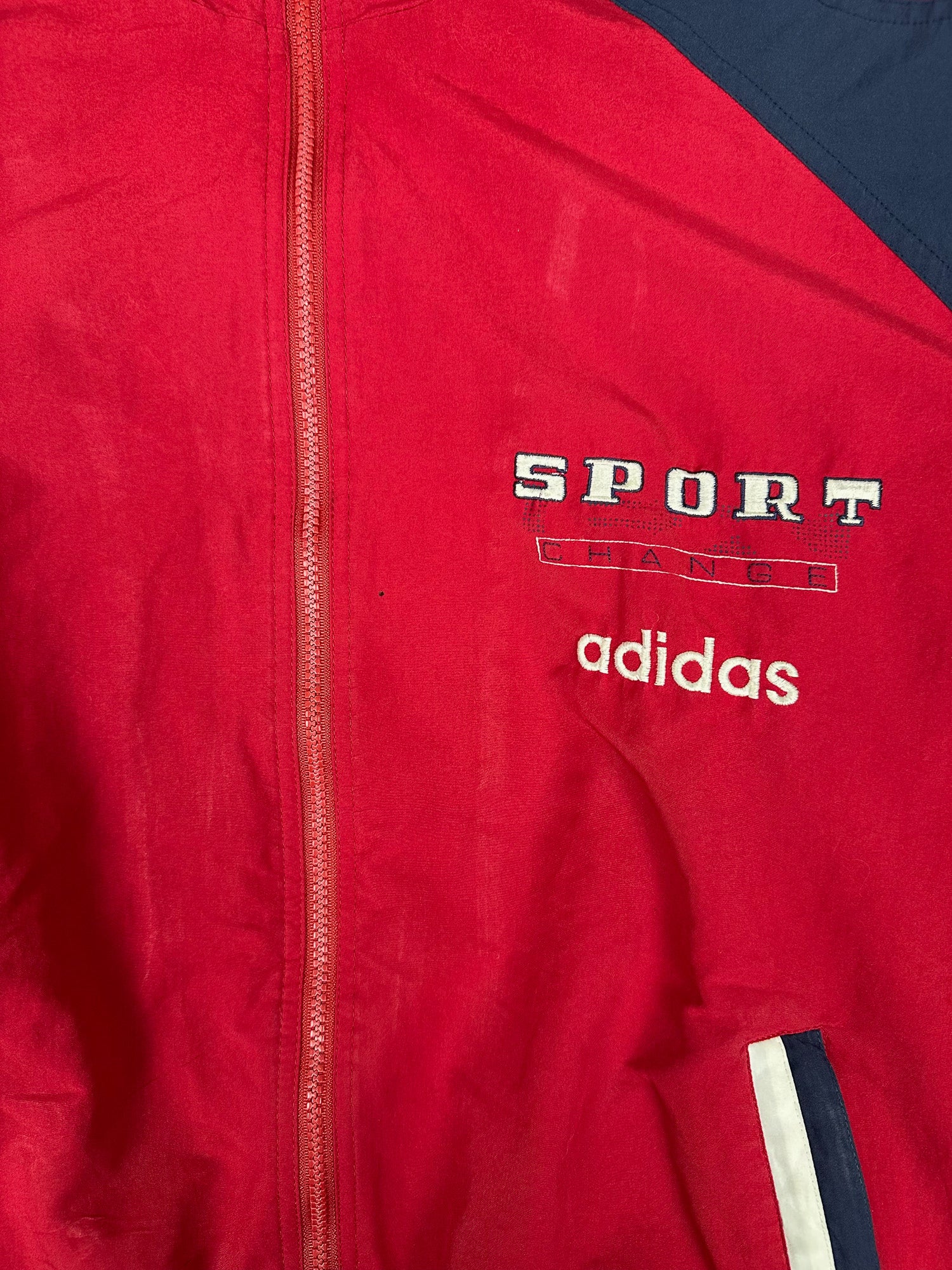 Vintage 90s Adidas Sport Exchange Embroidered Spellout Windbreaker Jacket (XL)