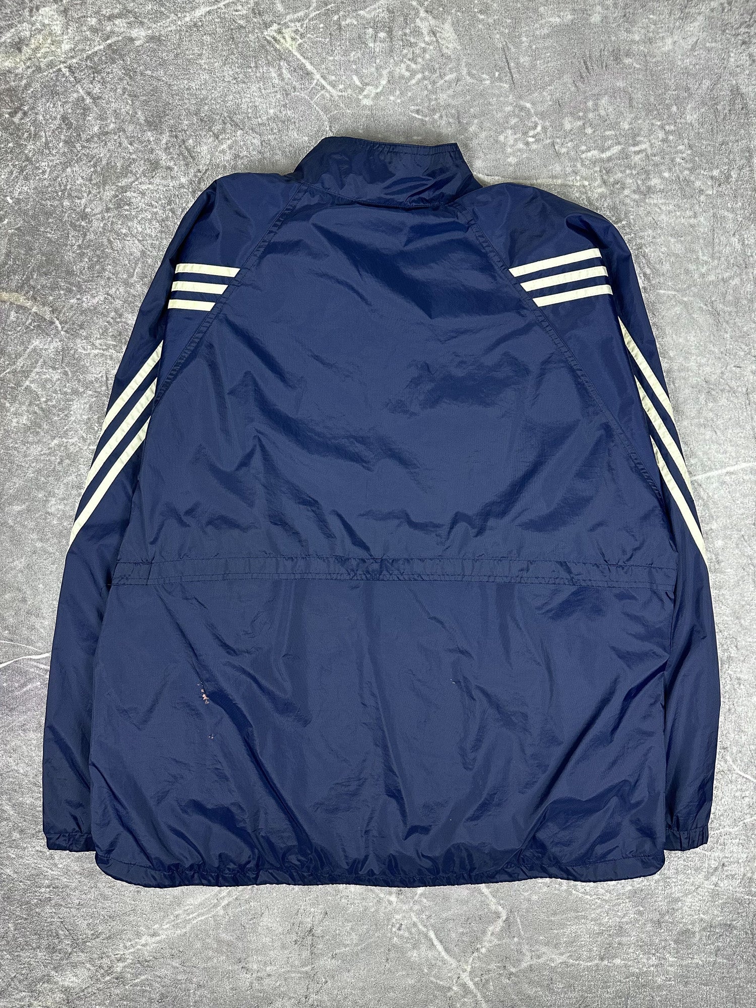 Vintage 90s Adidas Wrap Around 3 Stripe Lightweight Windbreaker Jacket (2XL)
