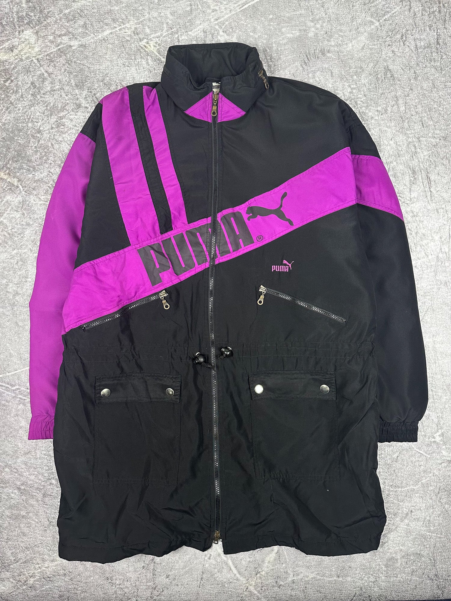 Vintage 90s Puma Colour Block Embroidered Training Parka Jacket (XL)