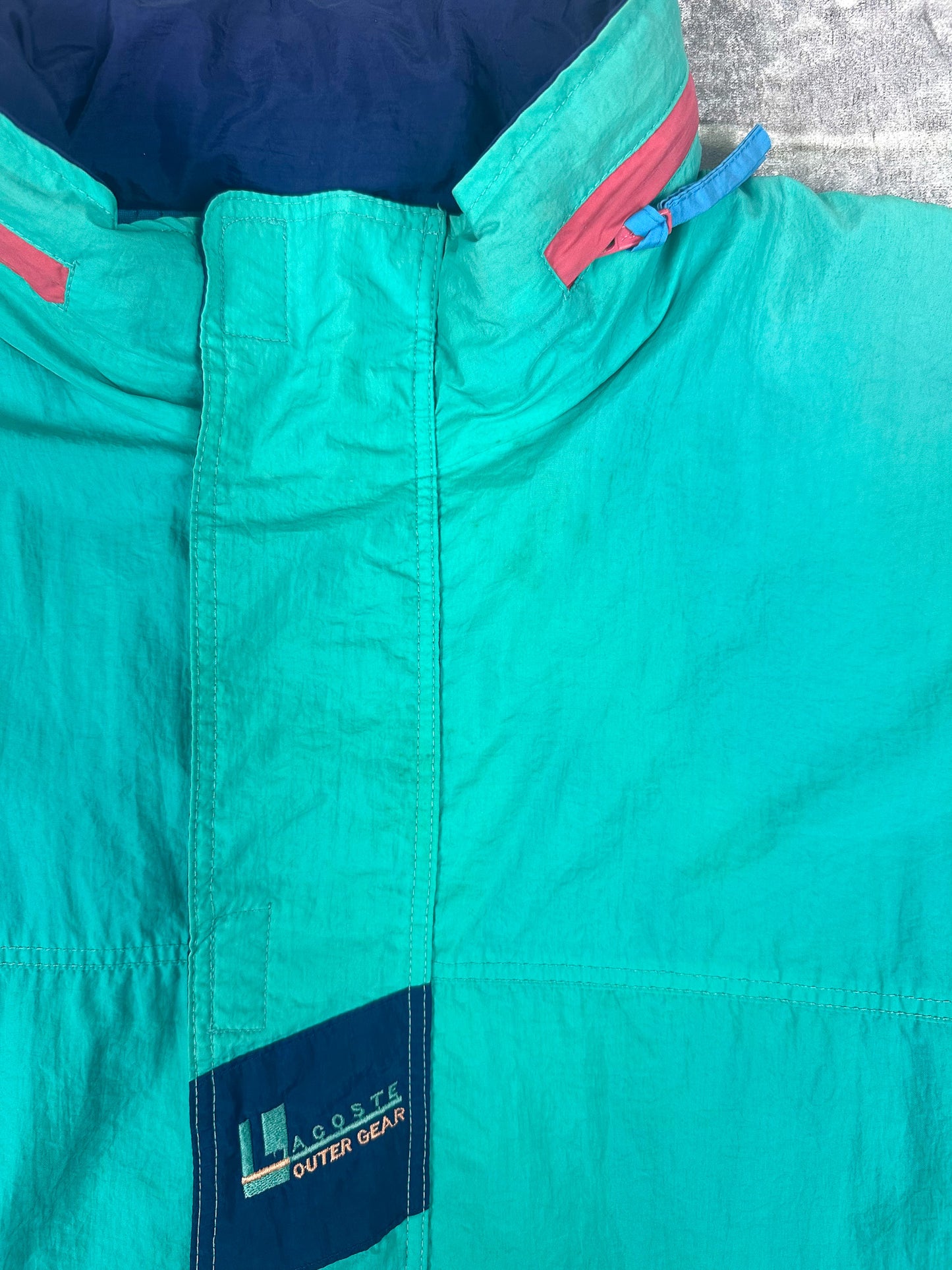 Vintage 90s Lacoste Outer Gear Placket Embroidered Windbreaker Jacket (XL)