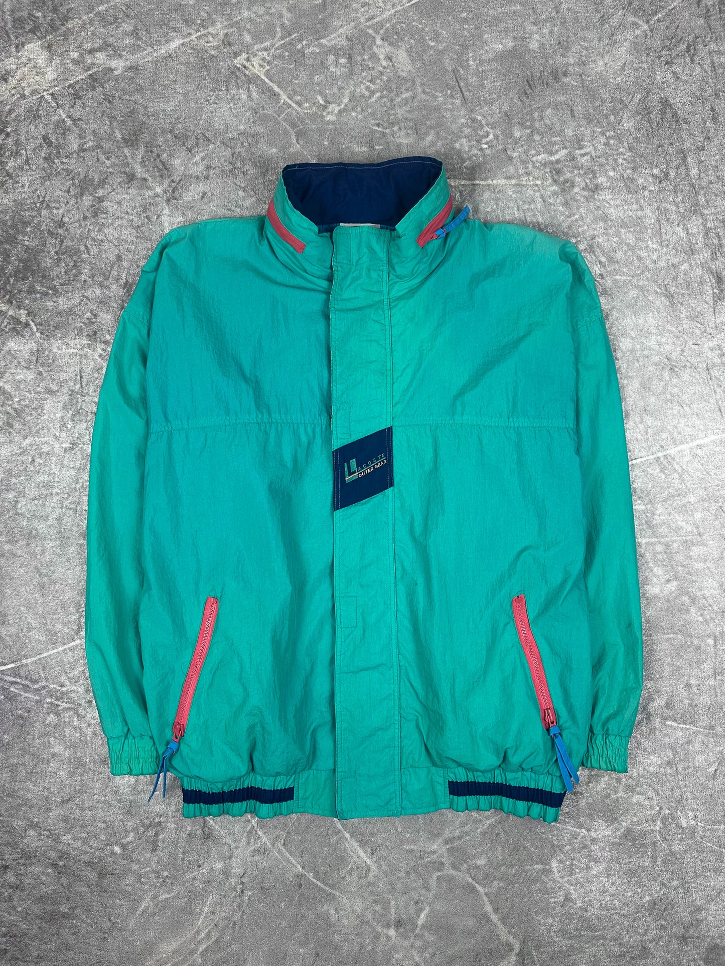 Vintage 90s Lacoste Outer Gear Placket Embroidered Windbreaker Jacket (XL)