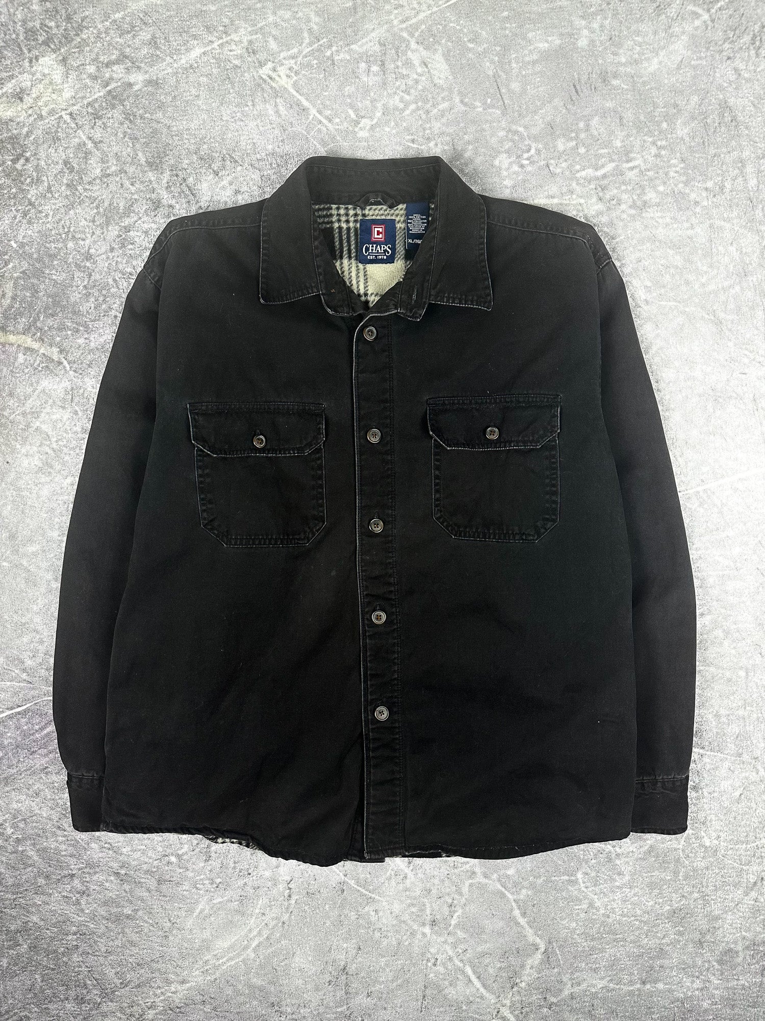 Vintage 00s Chaps Ralph Lauren Plaid Fleece Lined Button Up Jacket (XL)