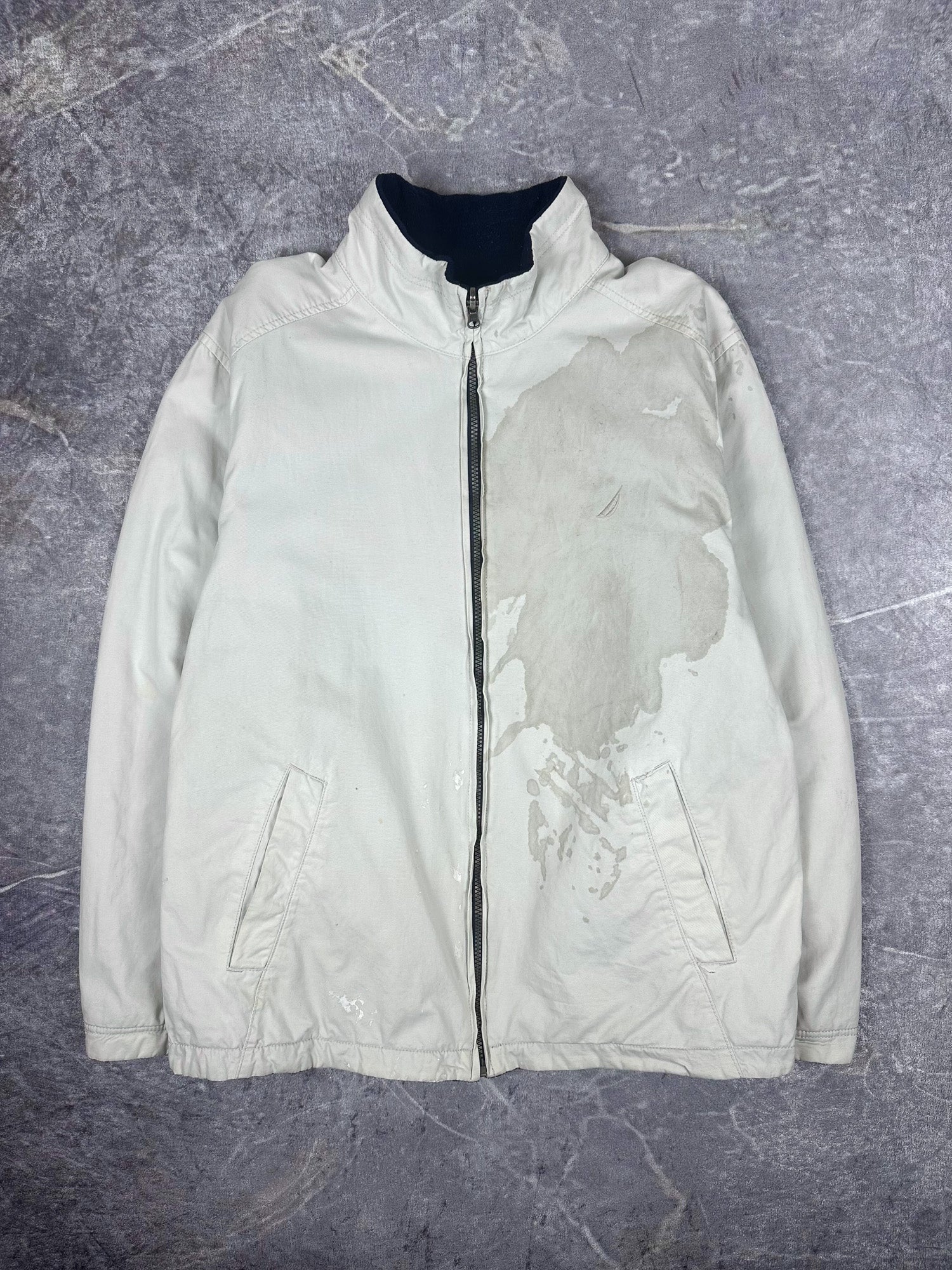 Vintage 00s Nautica Canvas Embroidered Logo Reversible Fleece Jacket (M)