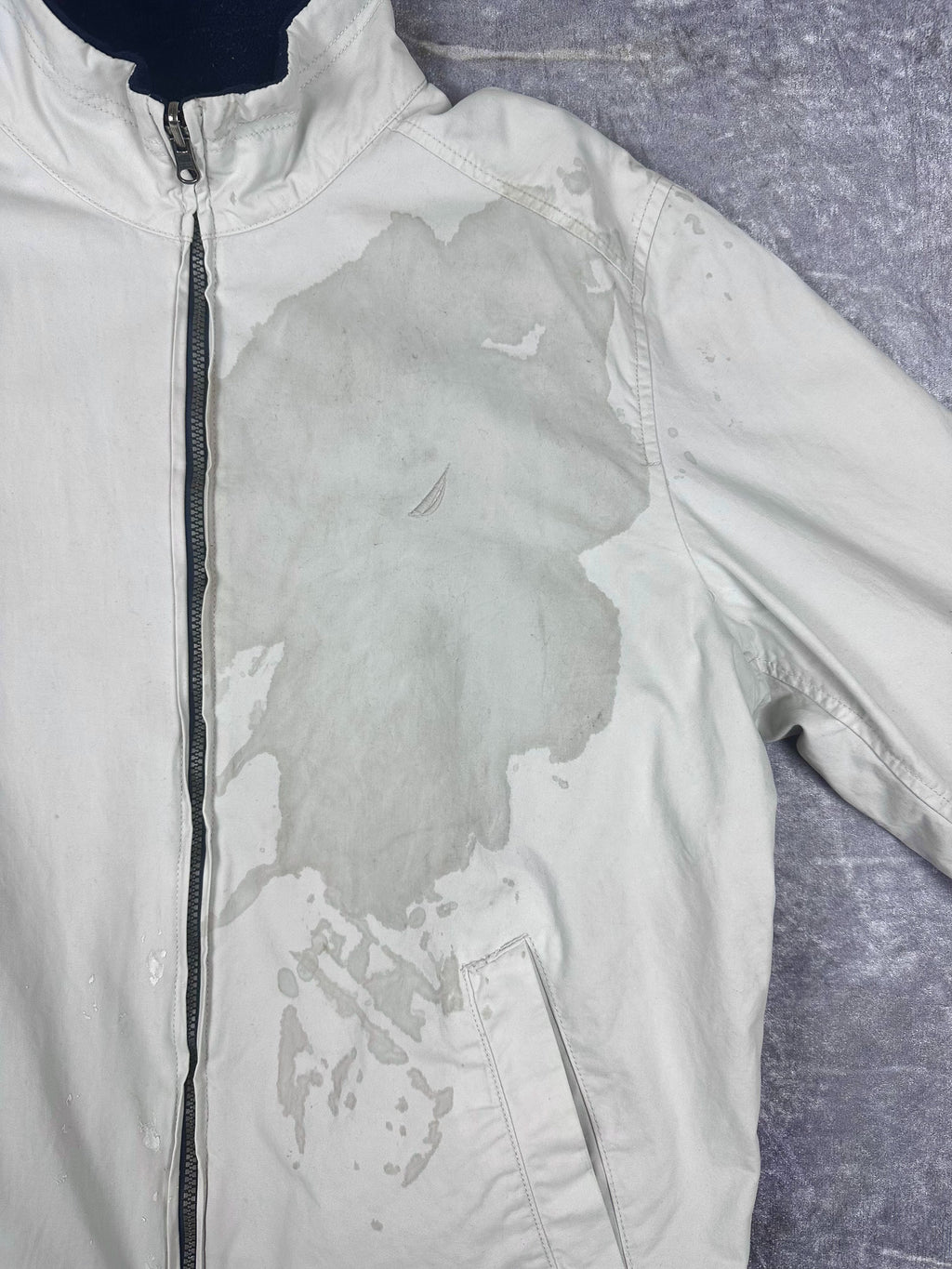 Vintage 00s Nautica Canvas Embroidered Logo Reversible Fleece Jacket (M)