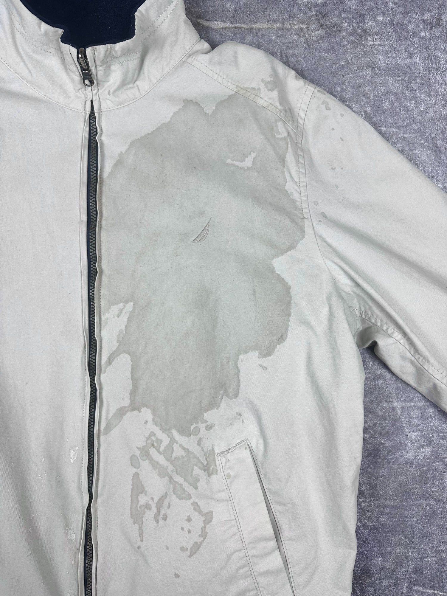 Vintage 00s Nautica Canvas Embroidered Logo Reversible Fleece Jacket (M)