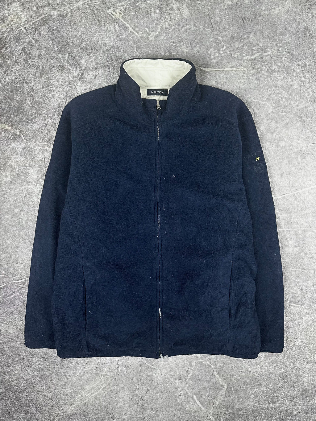 Vintage 00s Nautica Canvas Embroidered Logo Reversible Fleece Jacket (M)