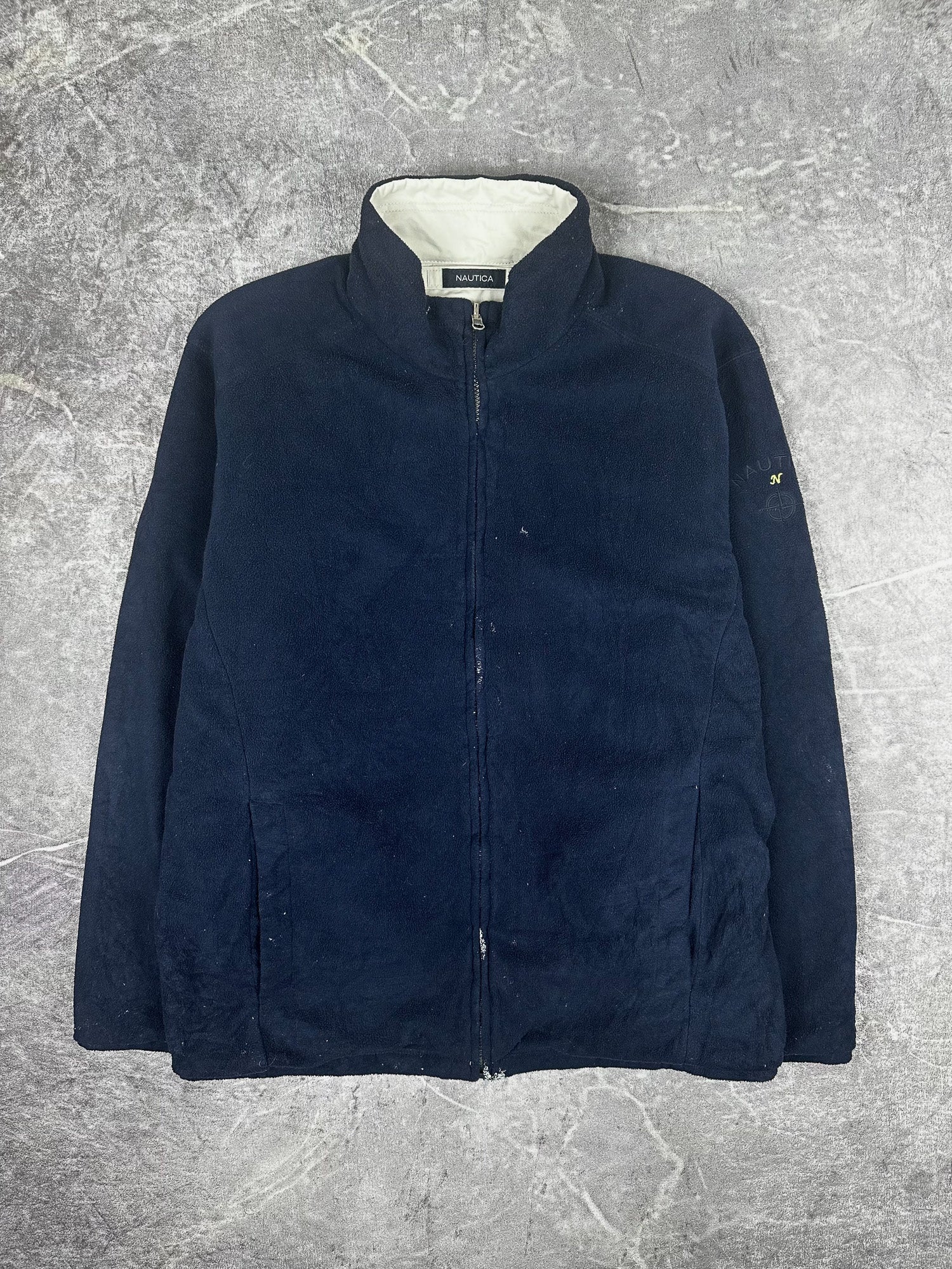 Vintage 00s Nautica Canvas Embroidered Logo Reversible Fleece Jacket (M)