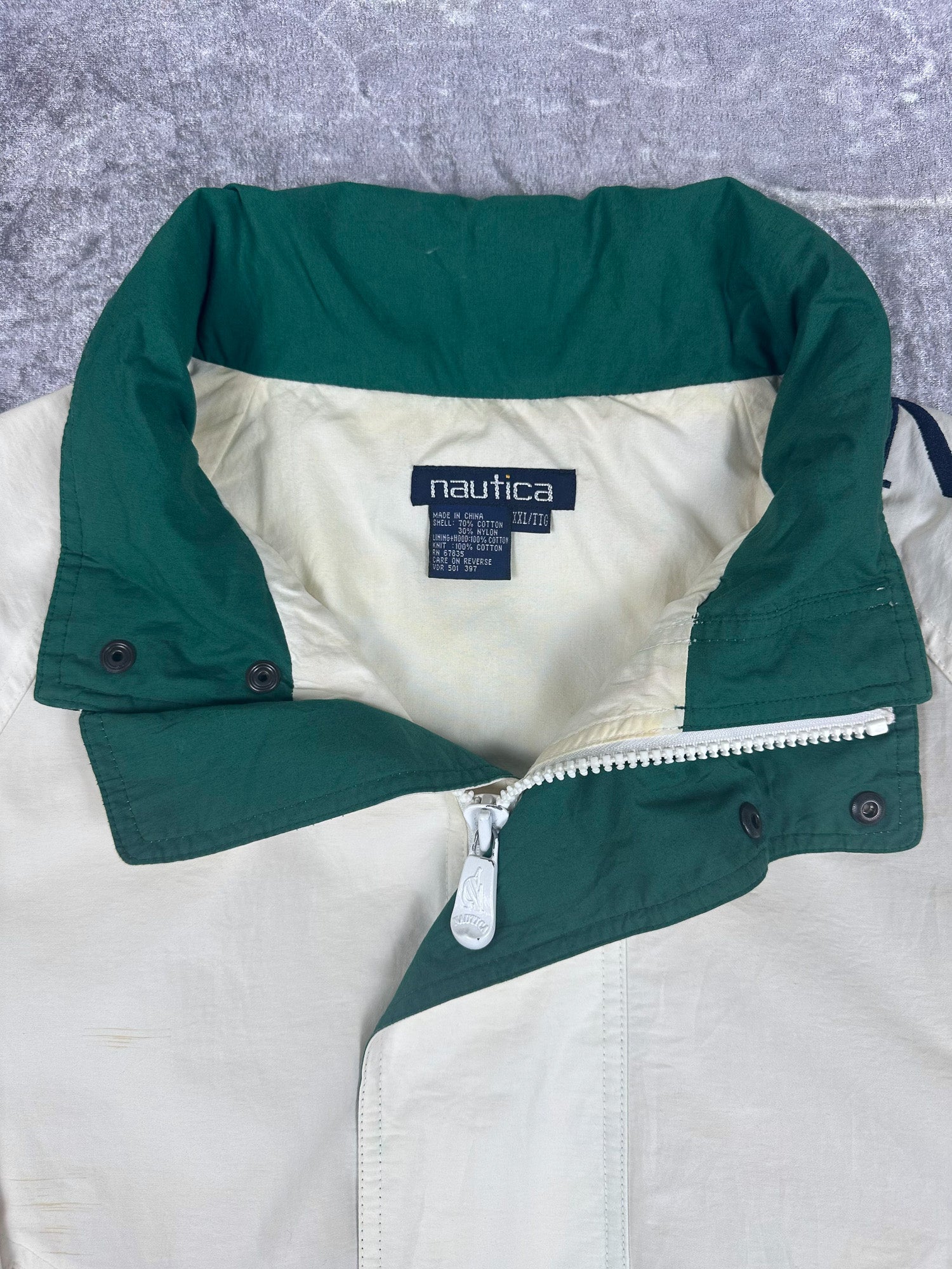 Vintage 90s Nautica Challenge J-Class Embroidered Spellout Sailing Jacket (2XL)