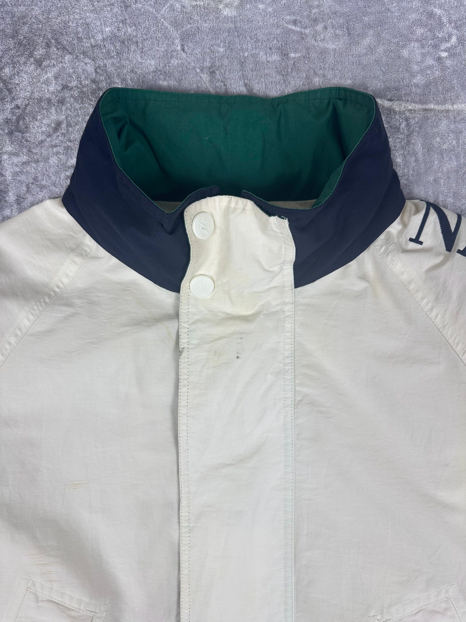 Vintage 90s Nautica Challenge J-Class Embroidered Spellout Sailing Jacket (2XL)