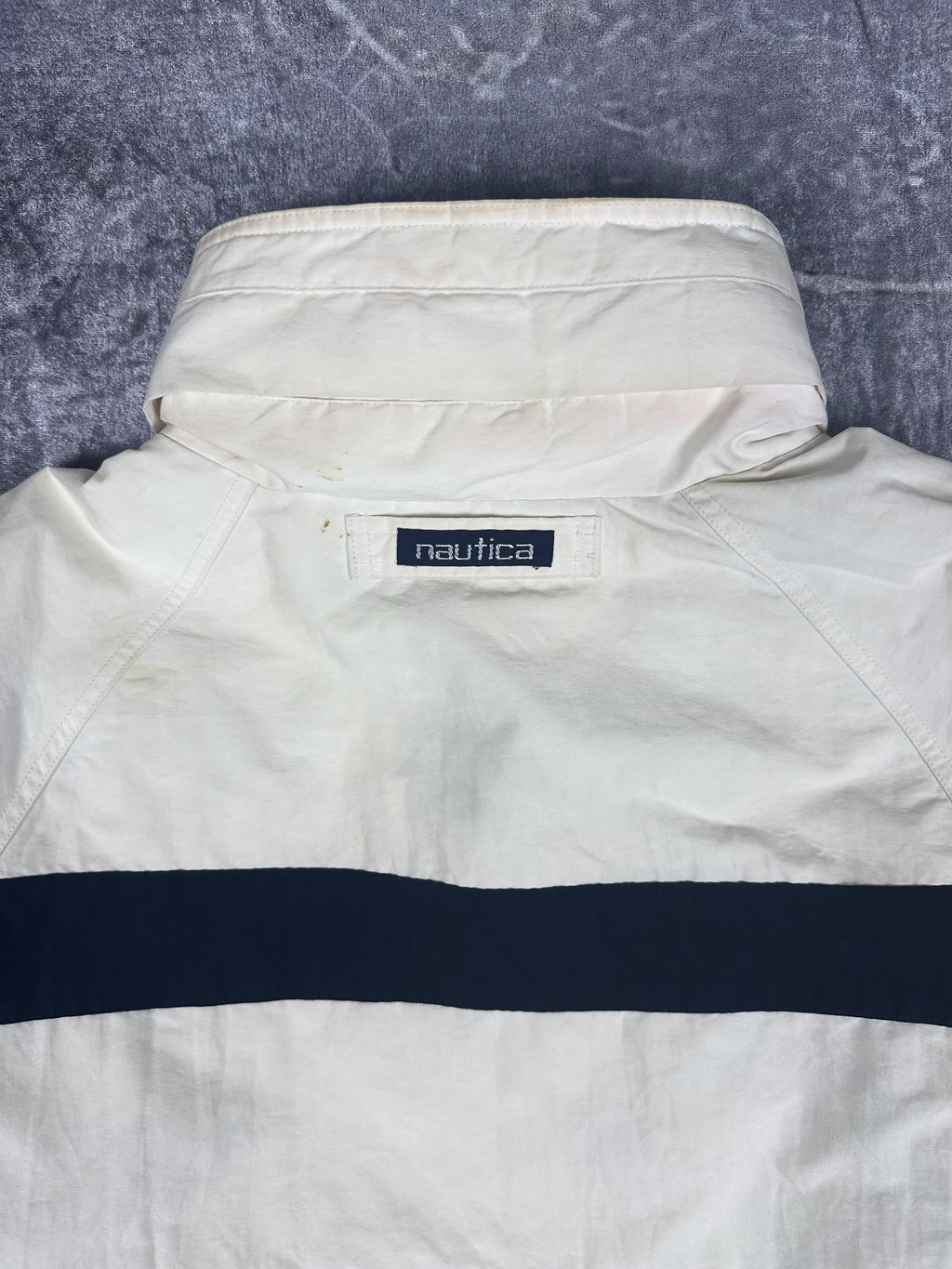 Vintage 90s Nautica Challenge J-Class Wrap Around Striped Sailing Jacket (L)