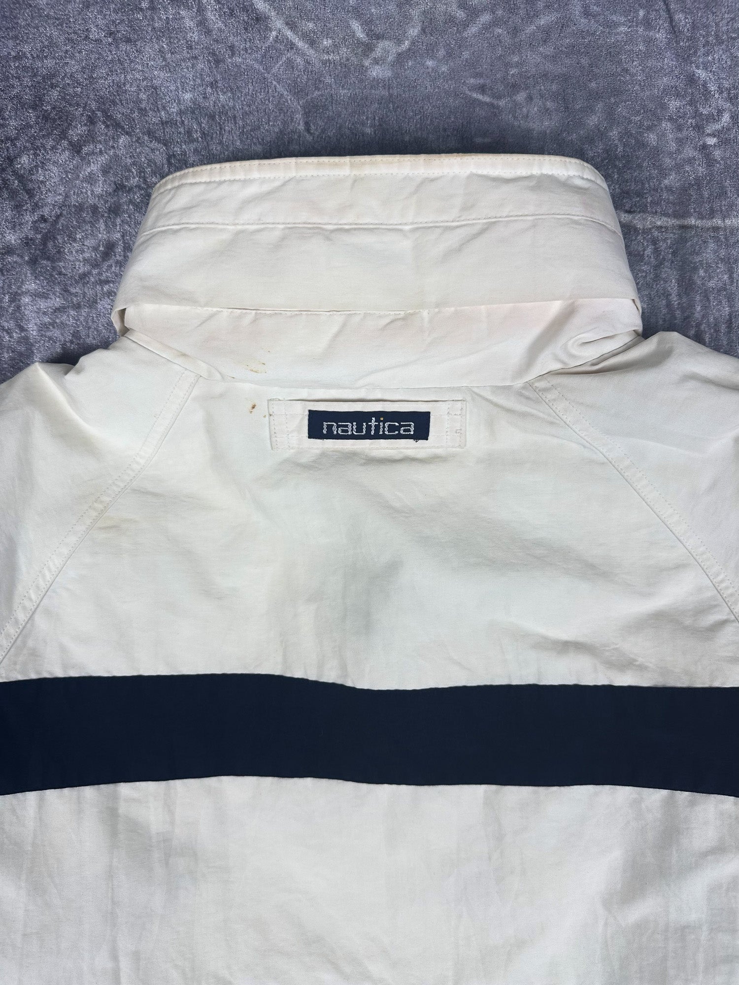 Vintage 90s Nautica Challenge J-Class Wrap Around Striped Sailing Jacket (L)