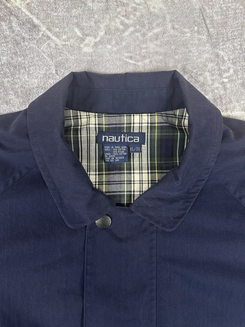 Vintage 90s Nautica Plaid Lined Heavyweight Trench Parka Jacket (XL)