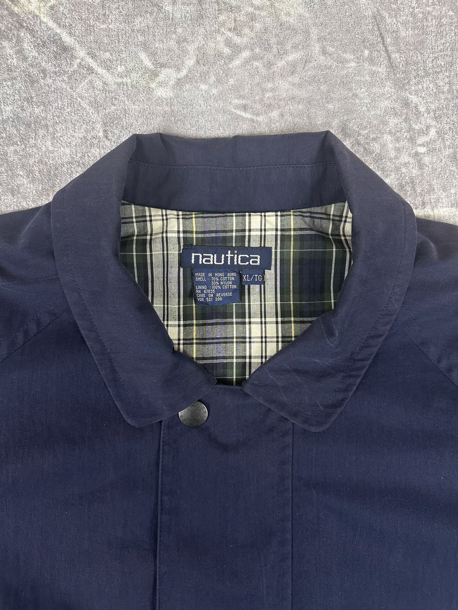 Vintage 90s Nautica Plaid Lined Heavyweight Trench Parka Jacket (XL)