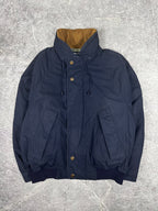 Vintage 90s Nautica Plaid Lined Tortoise Shell Button Heavyweight Bomber Jacket (L)