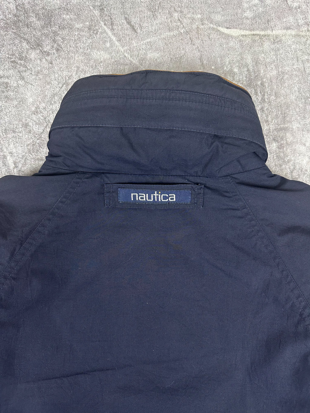 Vintage 90s Nautica Plaid Lined Tortoise Shell Button Heavyweight Bomber Jacket (L)