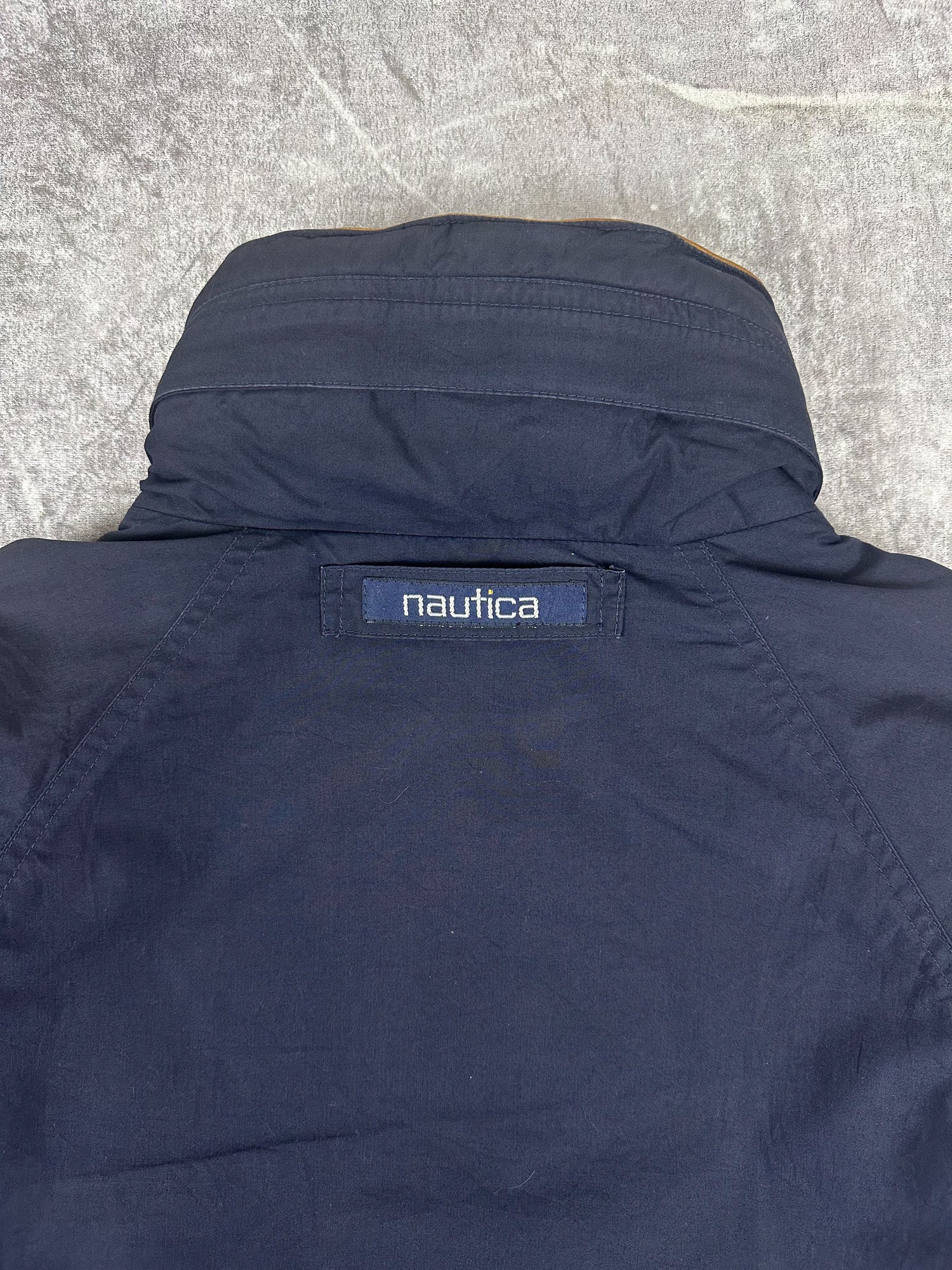 Vintage 90s Nautica Plaid Lined Tortoise Shell Button Heavyweight Bomber Jacket (L)