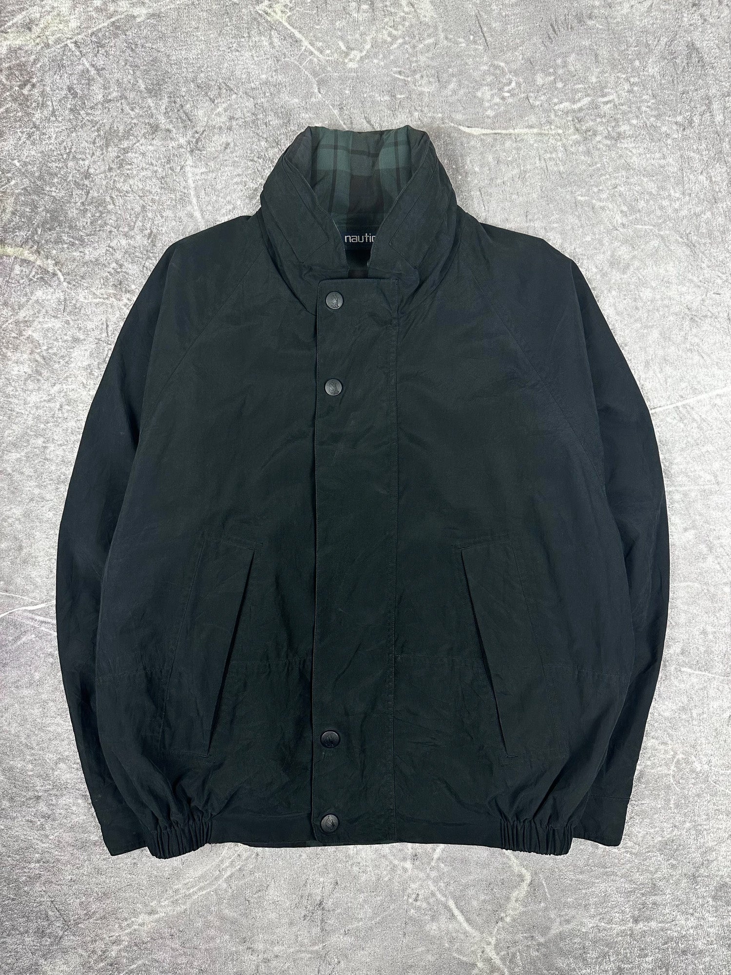 Vintage 90s Nautica Reversible Plaid Sailing Windbreaker Jacket (L)