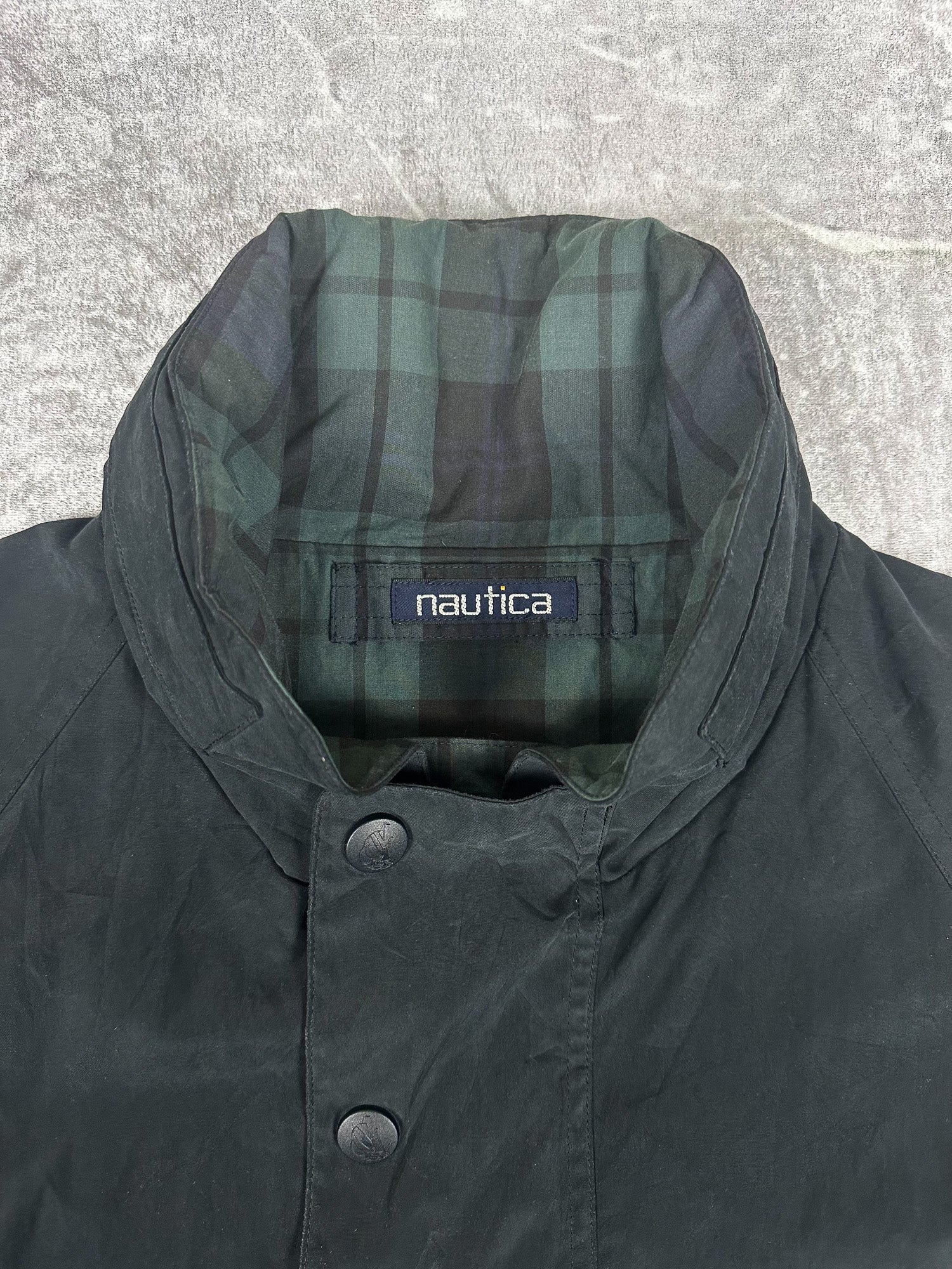 Vintage 90s Nautica Reversible Plaid Sailing Windbreaker Jacket (L)