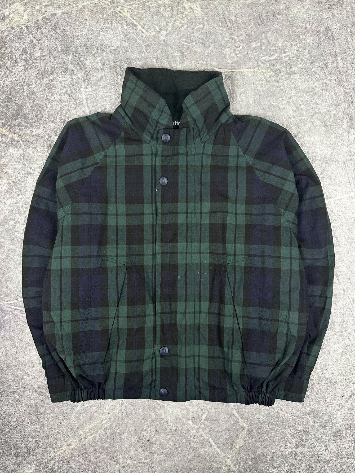 Vintage 90s Nautica Reversible Plaid Sailing Windbreaker Jacket (L)