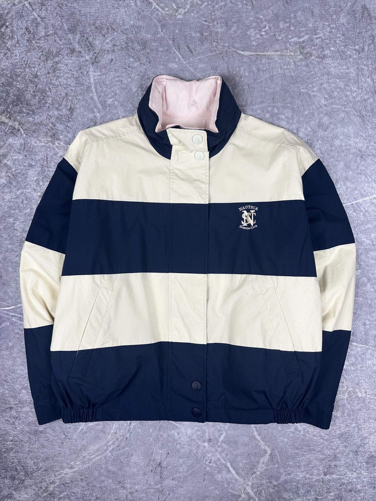 Vintage 90s Nautica Sporting Club Embroidered Logo Reversible Sailing Jacket (L)