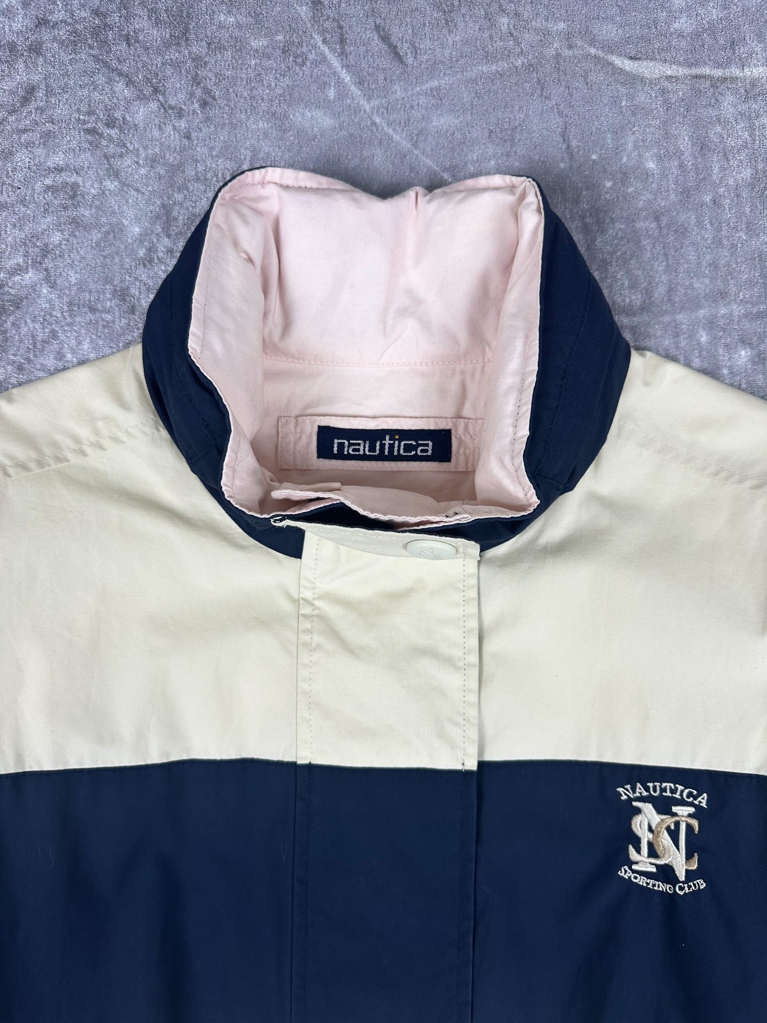 Vintage 90s Nautica Sporting Club Embroidered Logo Reversible Sailing Jacket (L)