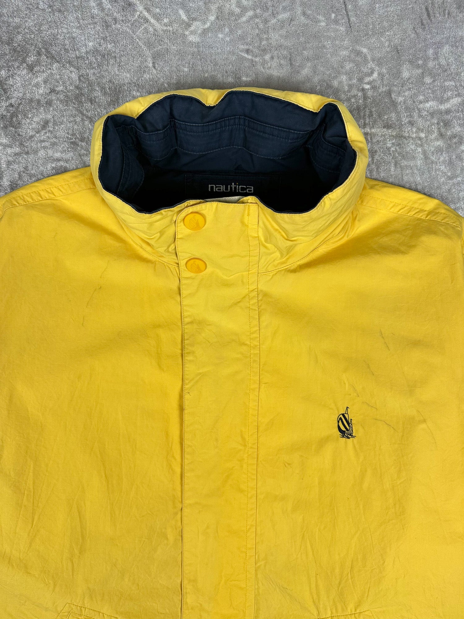 Vintage 90s Nautica Embroidered Spellout Reversible Sailing Windbreaker Jacket (2XL)