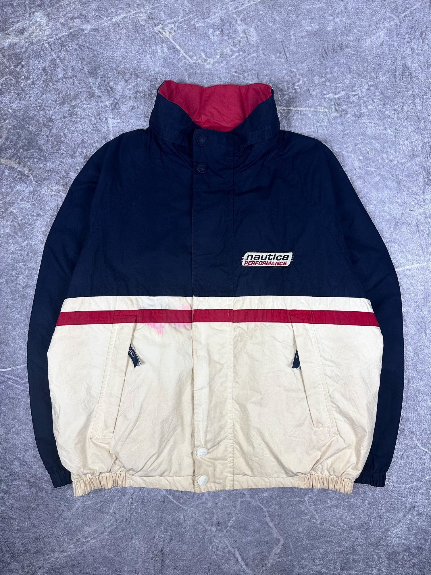 Vintage 90s Nautica Performance Embroidered Reversible Windbreaker Jacket (L)