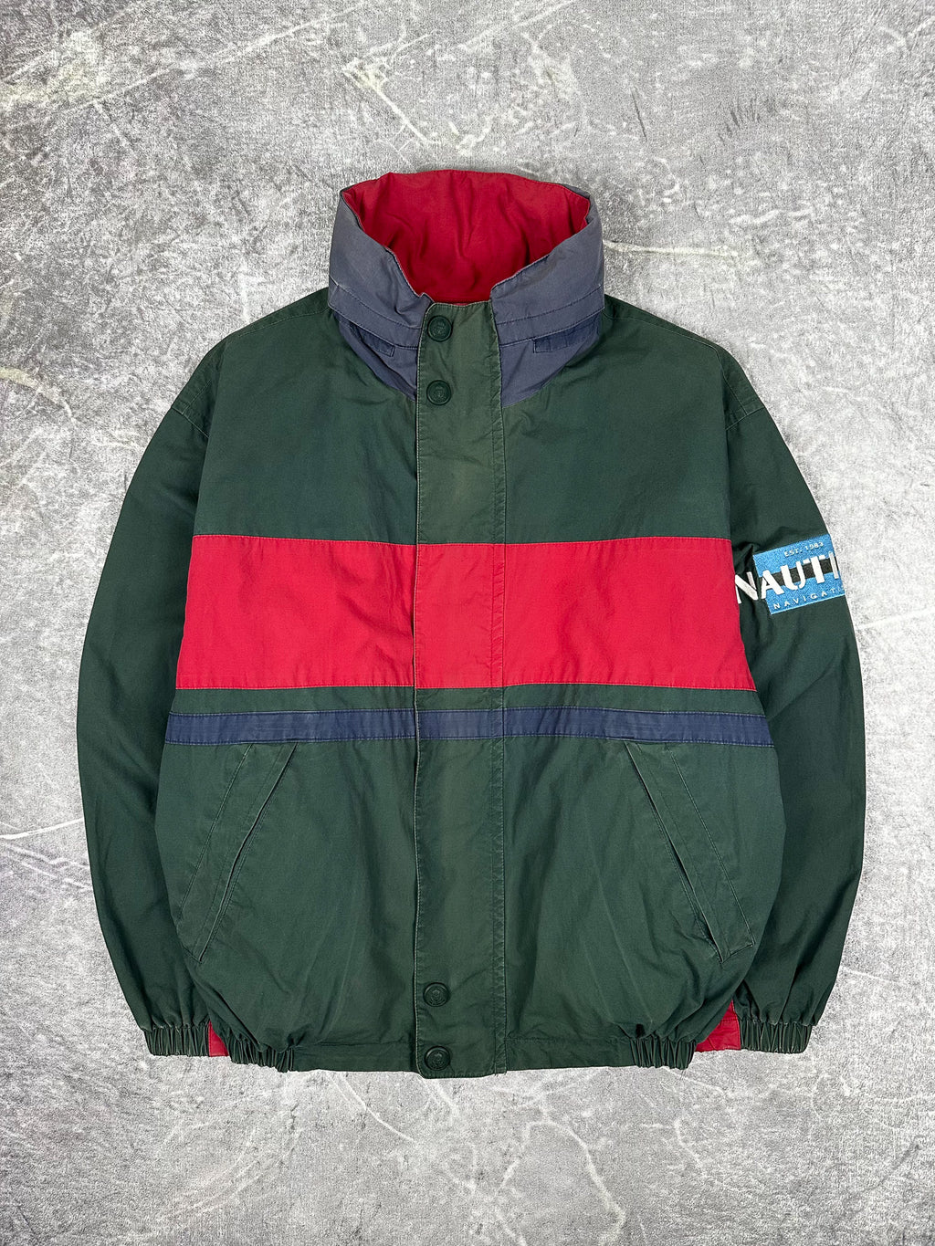 Vintage 90s Nautica Navigation Embroidered Reversible Sailing Windbreaker Jacket (M)