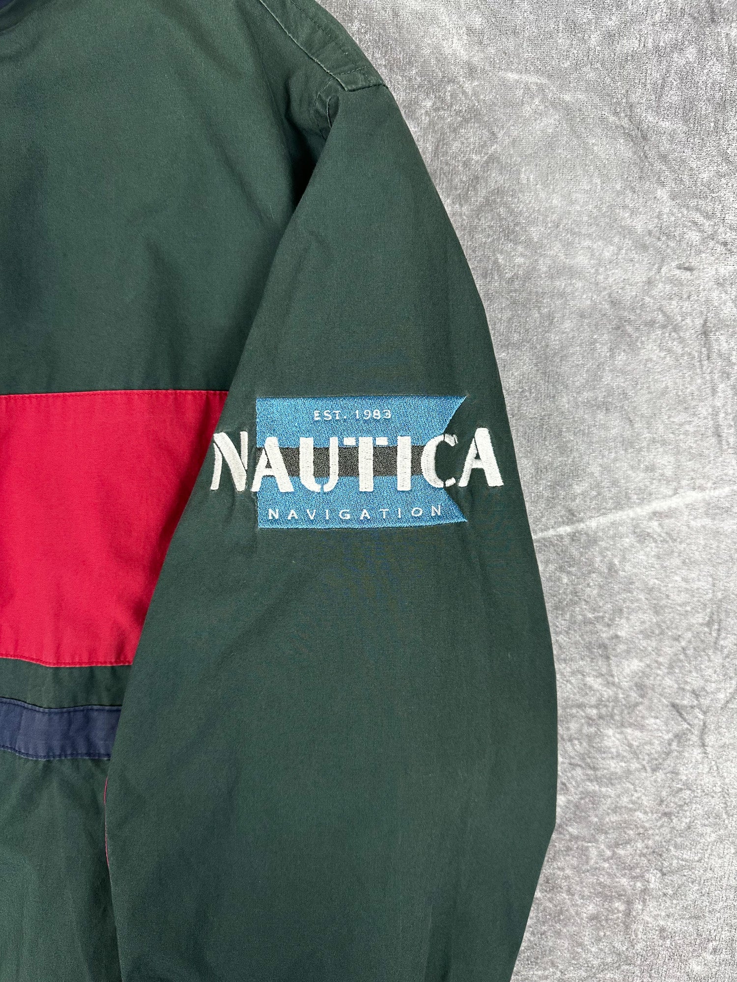 Vintage 90s Nautica Navigation Embroidered Reversible Sailing Windbreaker Jacket (M)