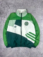 Vintage 1991/1992 Celtic F.C. SPL Umbro Football Training Embroidered Colour Block Track Jacket (M)