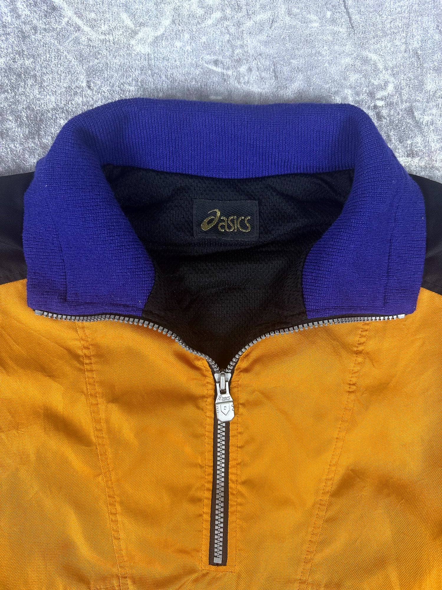 Vintage 90s Asics Athletic Active Wear Japanese Quarter Zip Windbreaker Jacket (L)