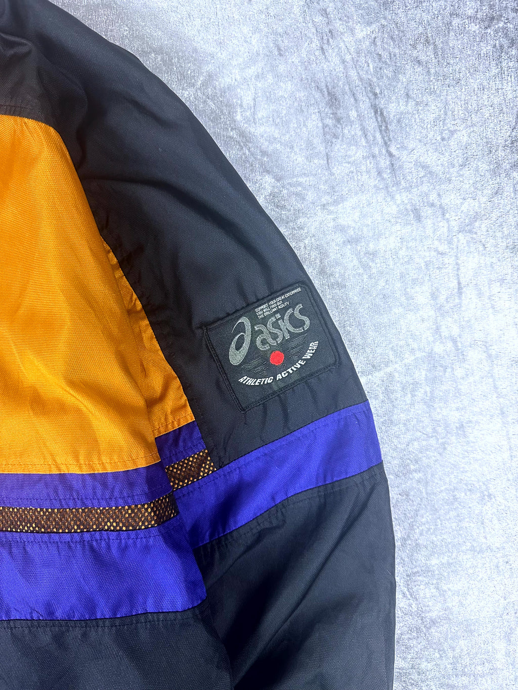 Vintage 90s Asics Athletic Active Wear Japanese Quarter Zip Windbreaker Jacket (L)