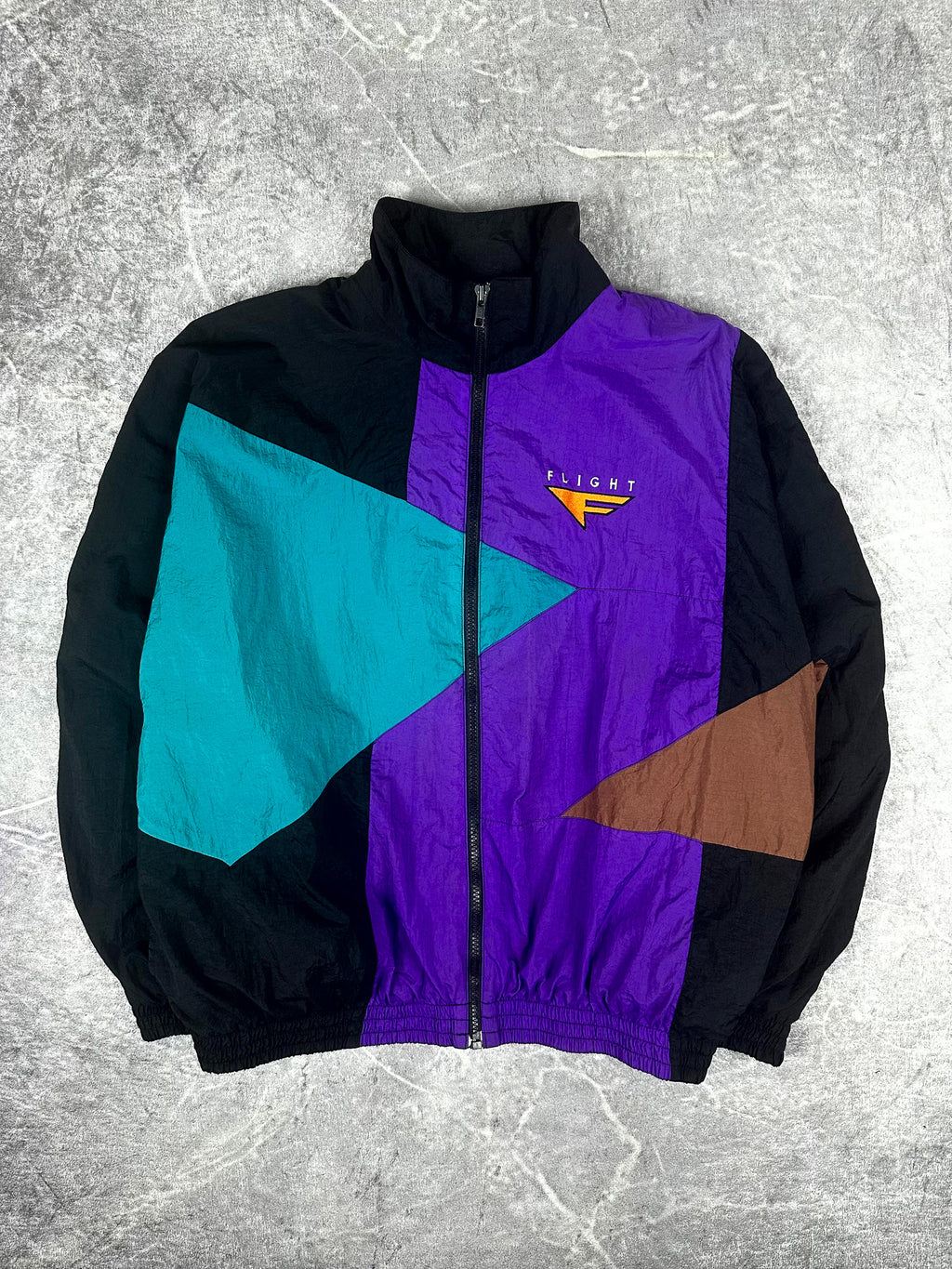 Vintage 90s Nike Flight Footlocker Exclusive Colour Block Embroidered Windbreaker (M)