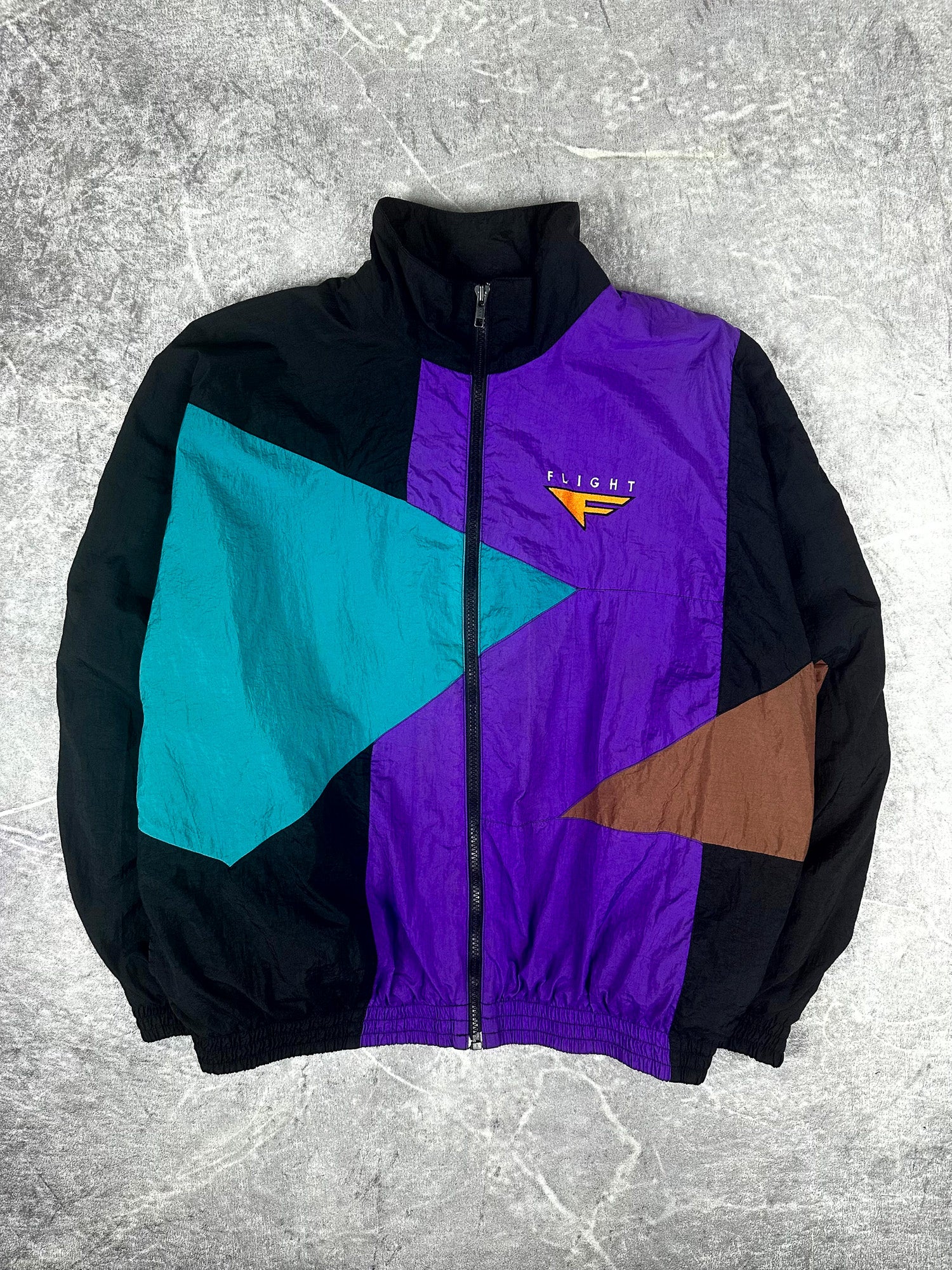Vintage 90s Nike Flight Footlocker Exclusive Colour Block Embroidered Windbreaker (M)