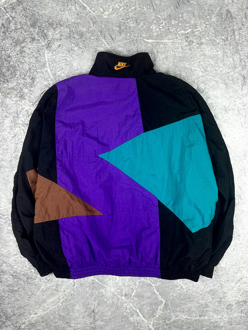 Vintage 90s Nike Flight Footlocker Exclusive Colour Block Embroidered Windbreaker (M)