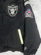 Vintage 90s Pro Player Oakland Raiders NFL Footlocker Exclusive Reversible Jacket (XL)