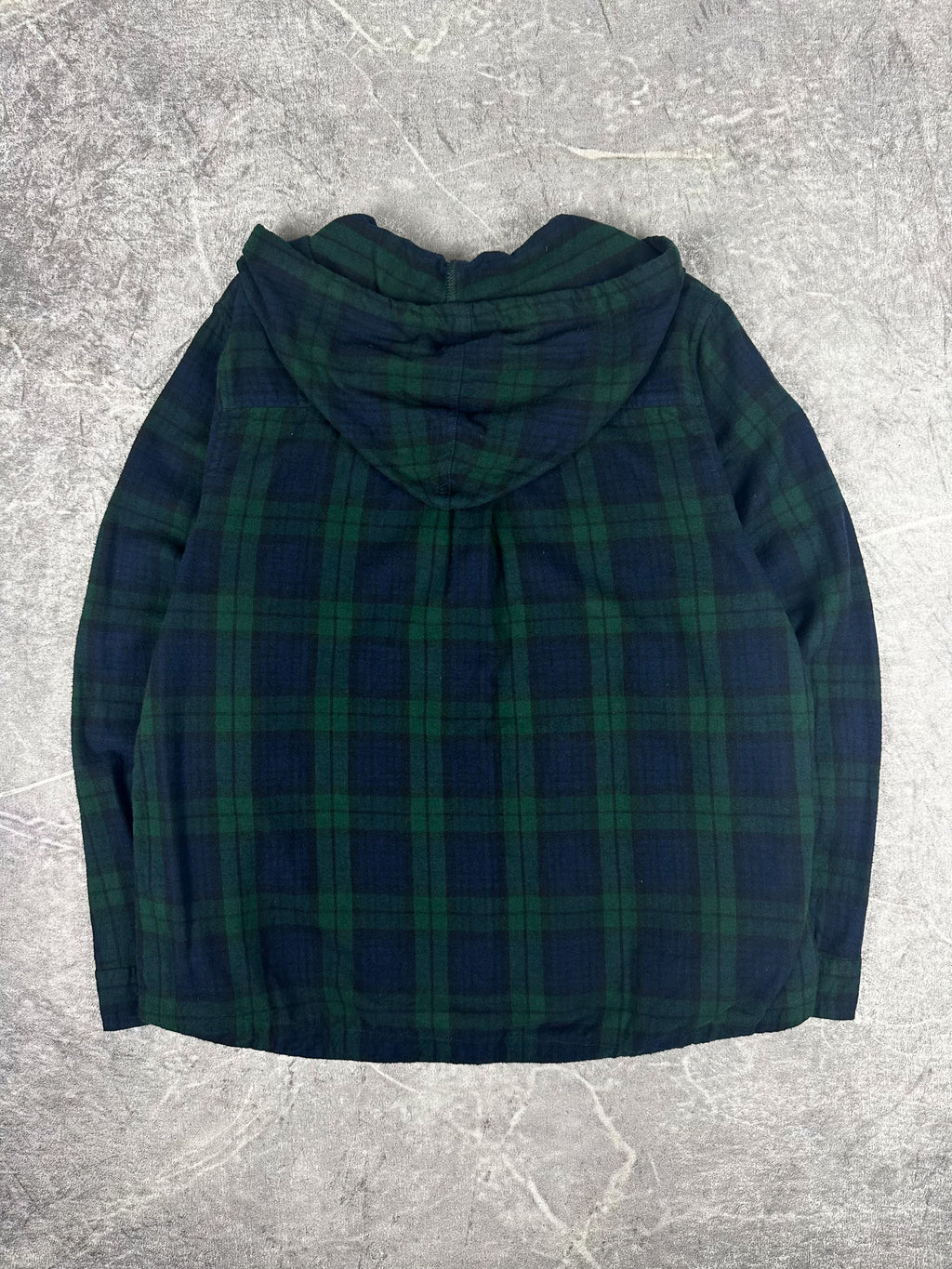 Preloved 00s L.L. Bean Hooded Zip Up Lightweight Plaid Flannel Shacket (L)