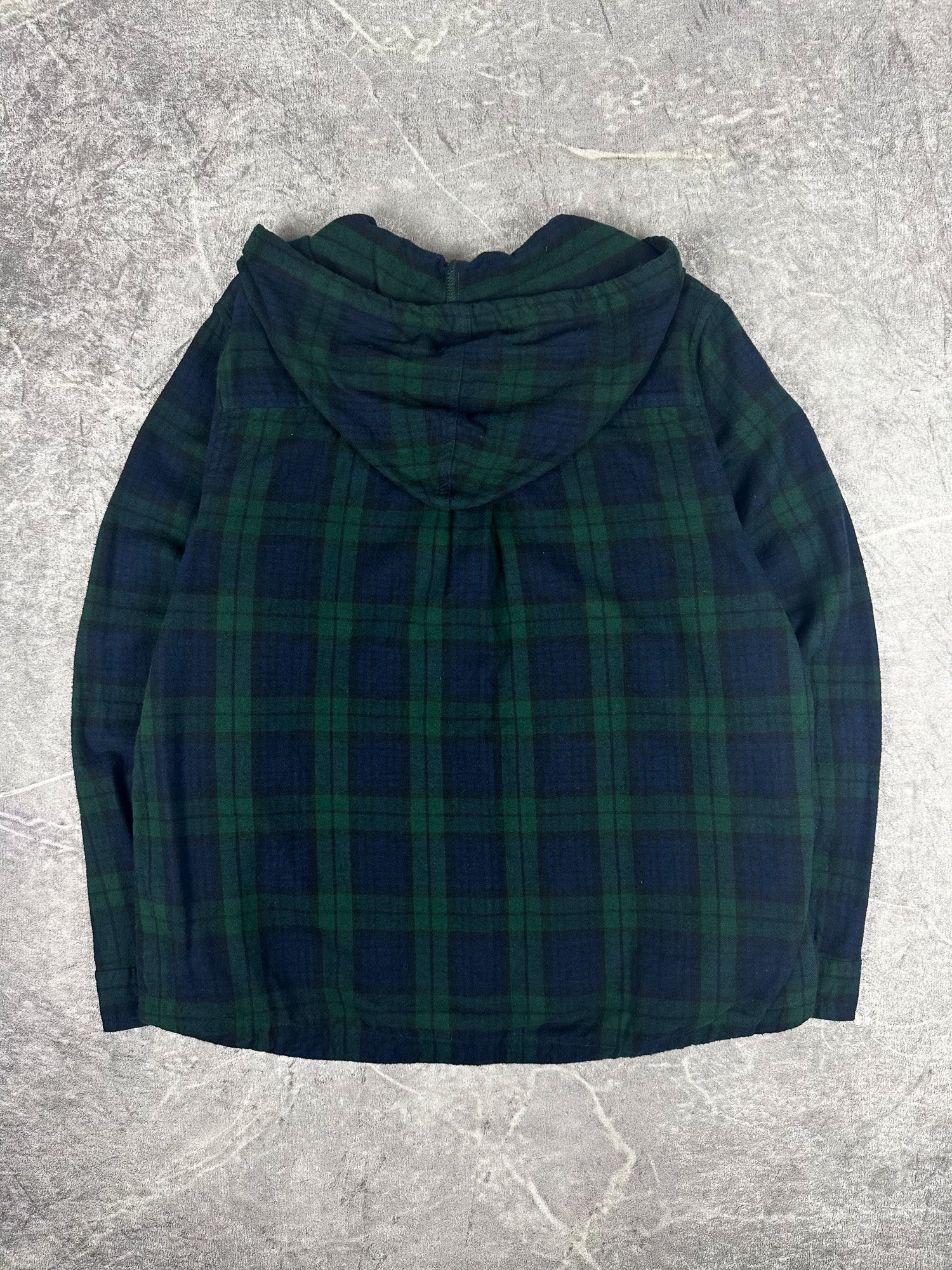 Preloved 00s L.L. Bean Hooded Zip Up Lightweight Plaid Flannel Shacket (L)