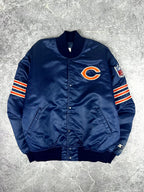 Vintage 90s Starter Pro Line Chicago Bears NFL Satin Bomber Jacket (L)