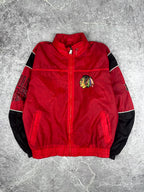 Vintage 90s Starter Chicago Blackhawks NHL Spellout Lightweight Windbreaker (M)
