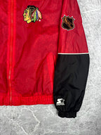 Vintage 90s Starter Chicago Blackhawks NHL Spellout Lightweight Windbreaker (M)