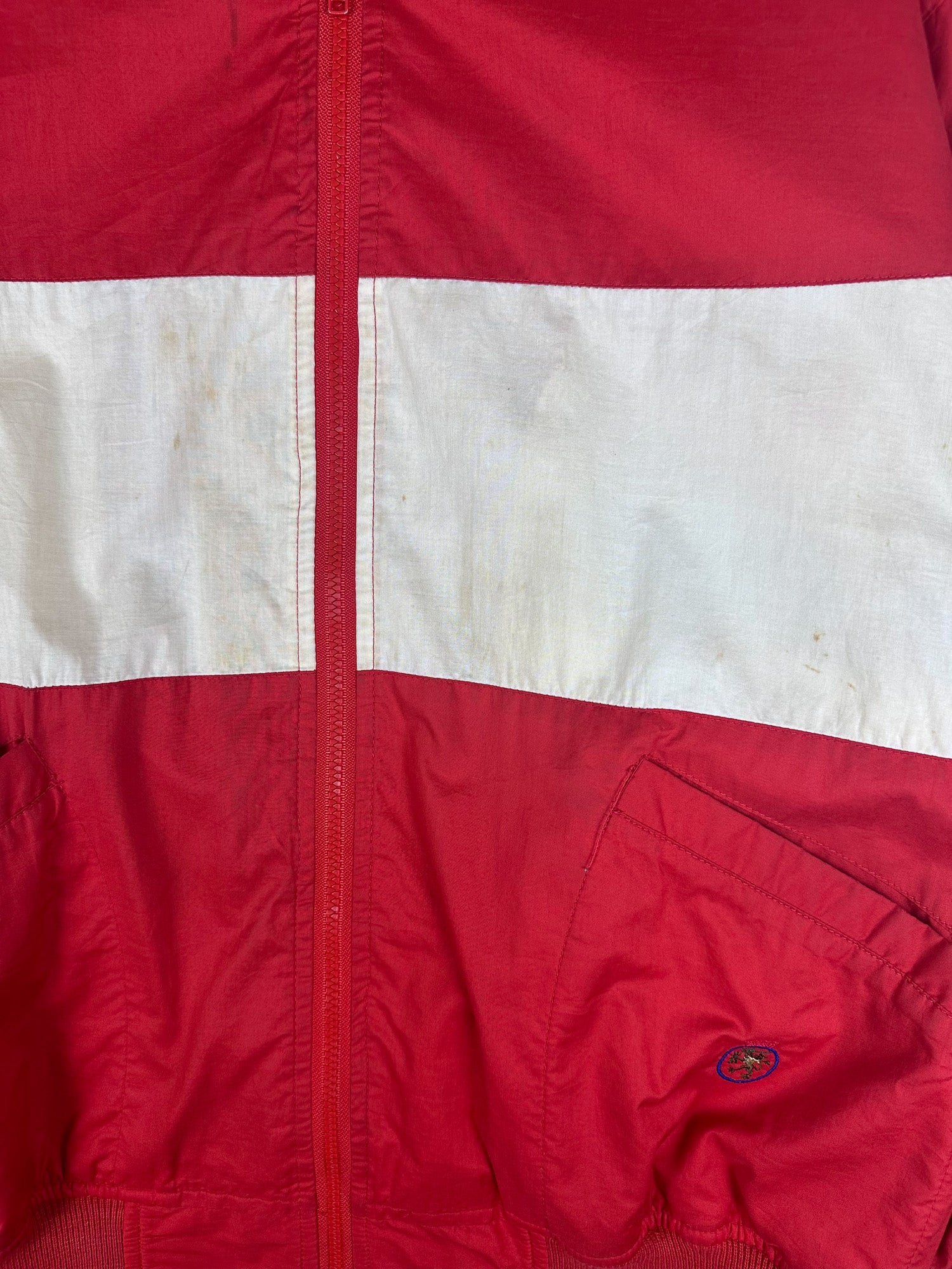 Vintage 90s Tommy Hilfiger Horizontal Stripe Embroidered Crest Bomber Jacket (M)