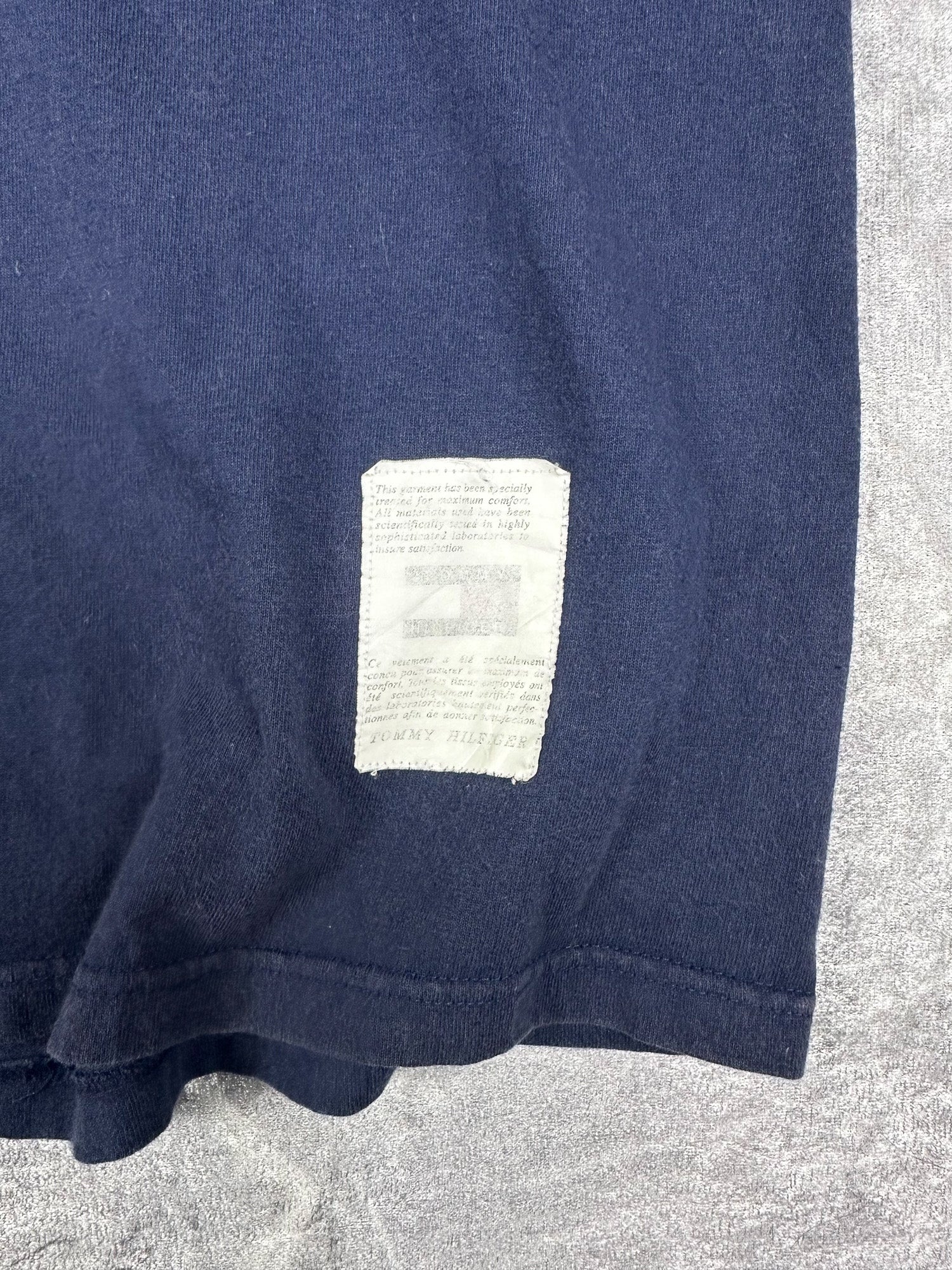 Vintage 90s Tommy Hilfiger Varsity College Logo Block Spell Out T-Shirt (2XL)