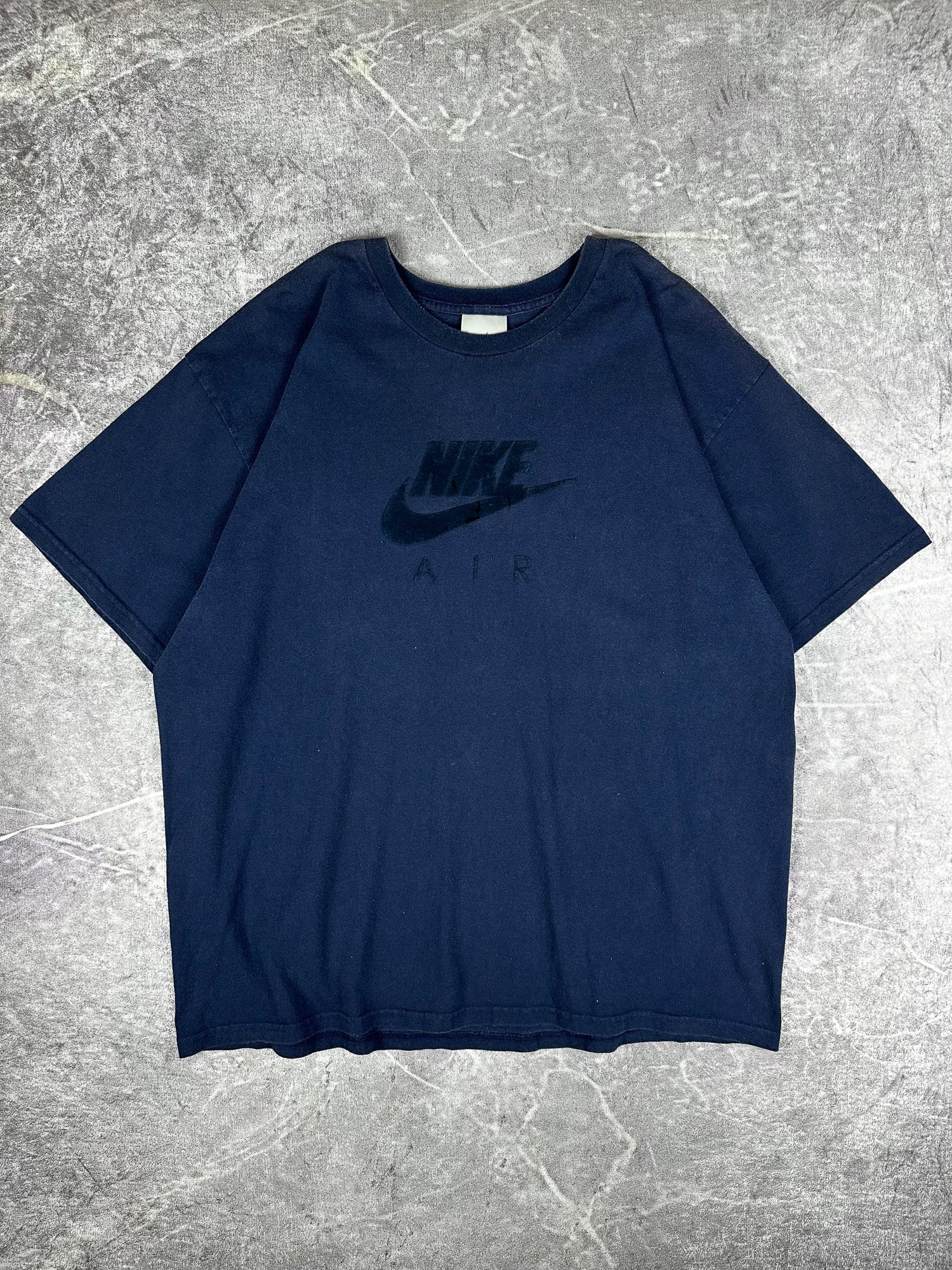 Vintage 00s Nike Air Felt Fabric Centre Logo Swoosh T-Shirt (XL)