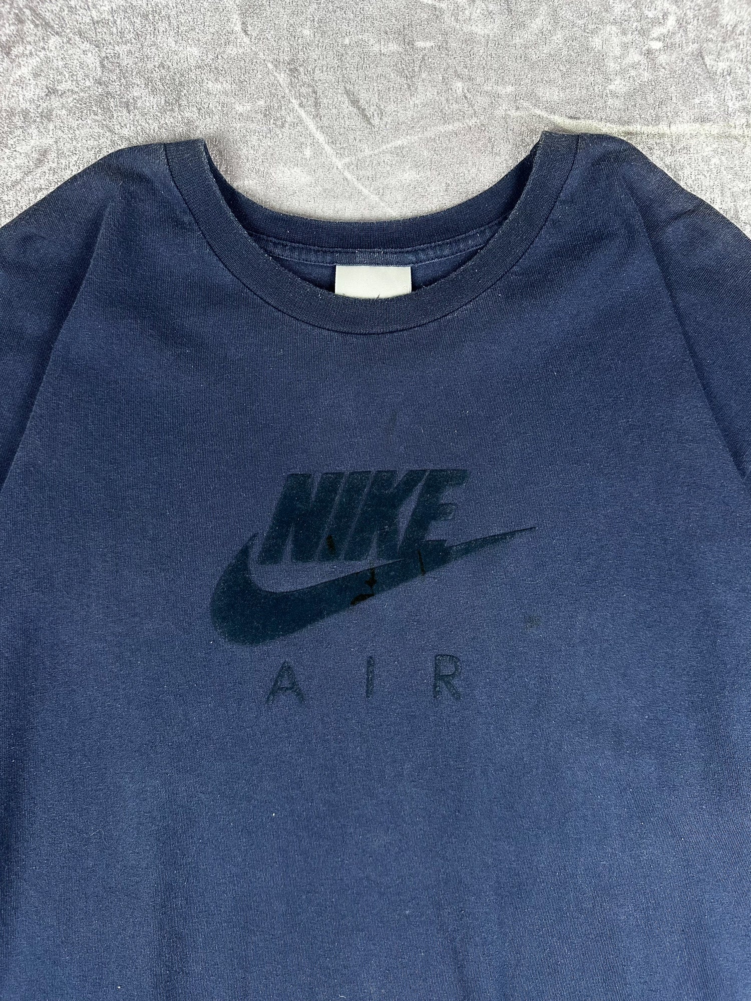 Vintage 00s Nike Air Felt Fabric Centre Logo Swoosh T-Shirt (XL)