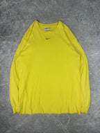 Vintage 90s Nike Centre Mini Swoosh Embroidered Long Sleeve T-Shirt (M)