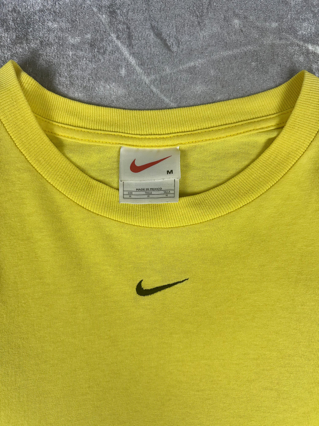 Vintage 90s Nike Centre Mini Swoosh Embroidered Long Sleeve T-Shirt (M)
